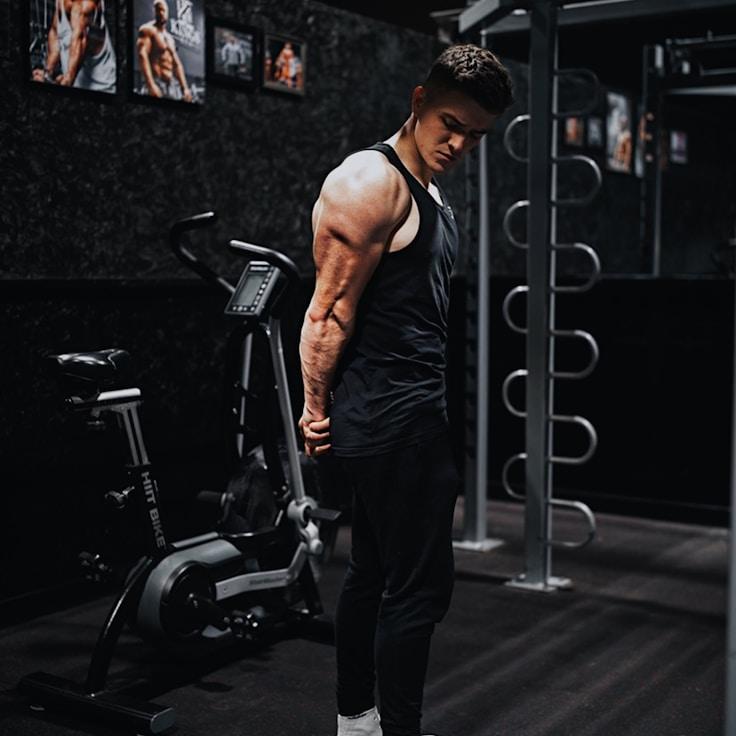 Weight training area with free weights and machines